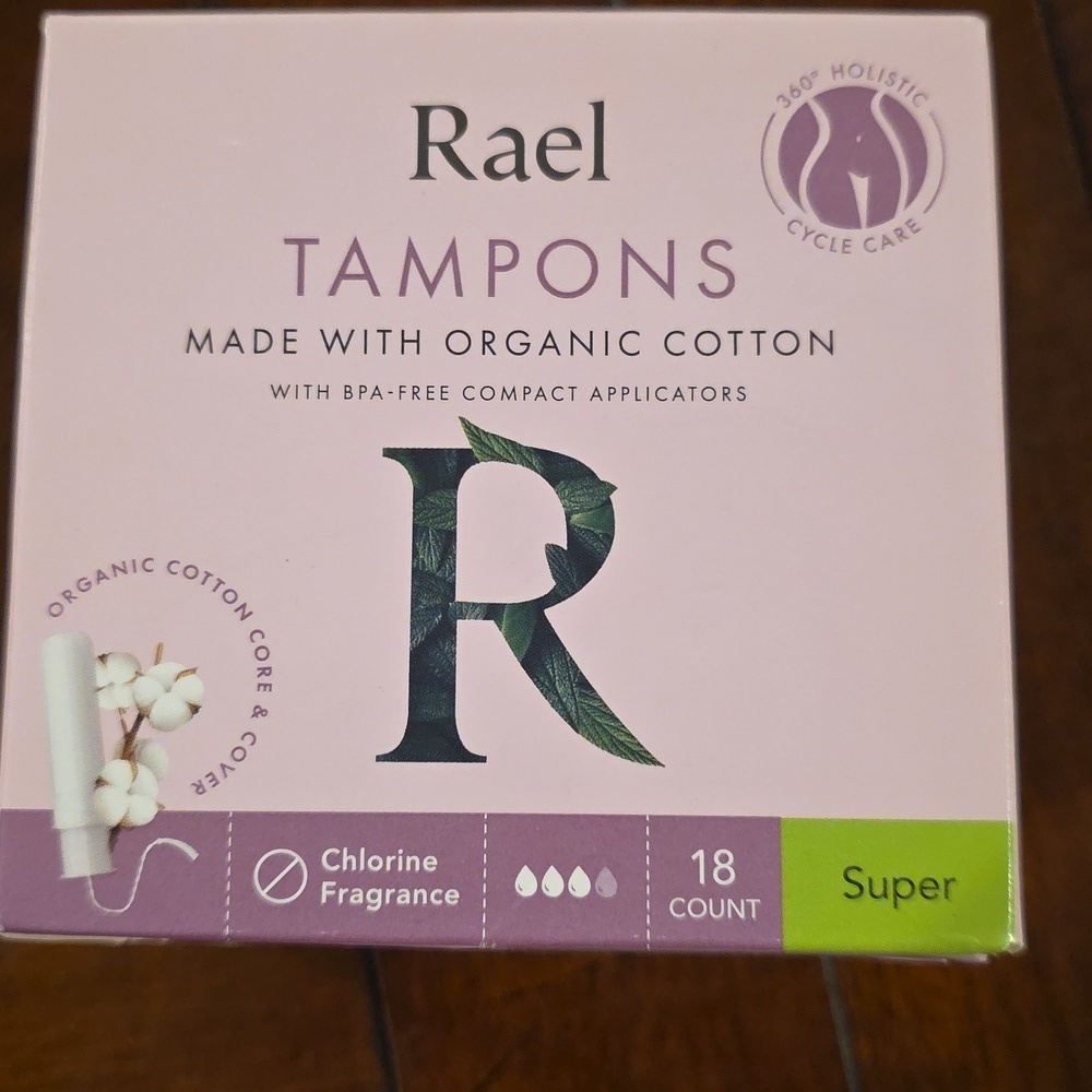 (J33) Rael Tampons Made With Organic Cotton 18 Count Super